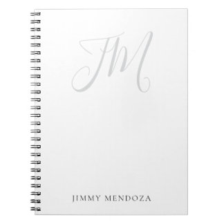 Trendy modern plain simple handwriting monogram notebook