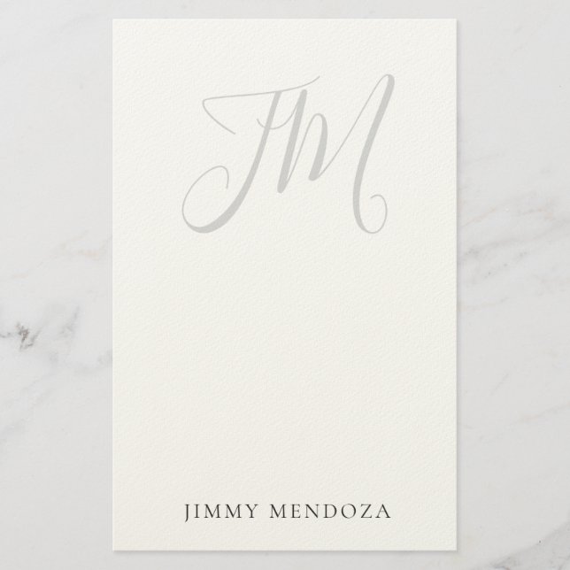 Trendy modern plain simple handwriting monogram stationery (Front)