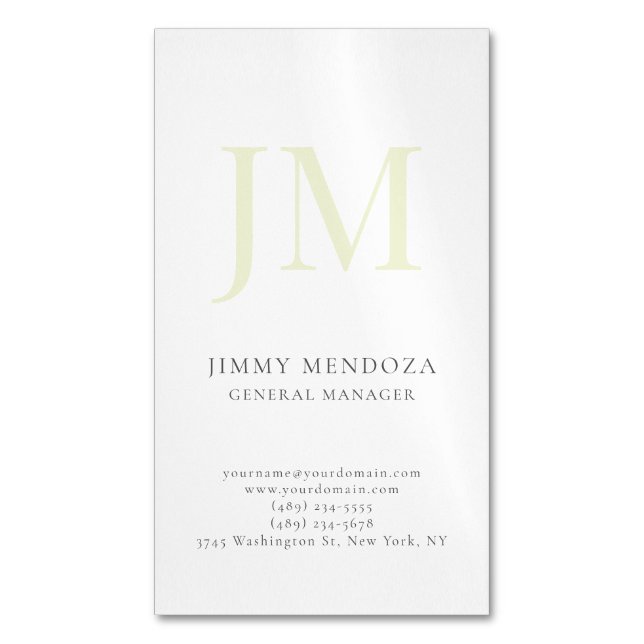 Trendy modern plain simple professional monogram 	Magnetic business card (Front Vertical)