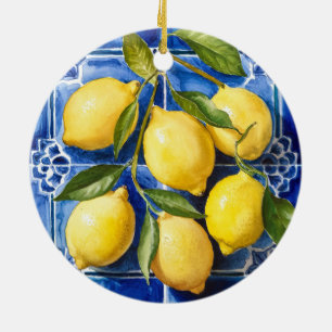 Trendy Modern Portuguese Tiles Azulejos Blue Ceramic Tree Decoration