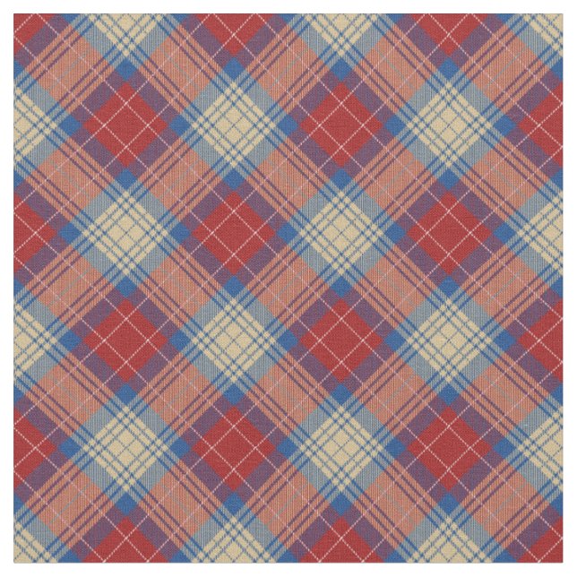 Trendy modern practical tartan plaid red blue chic fabric (Close Up)