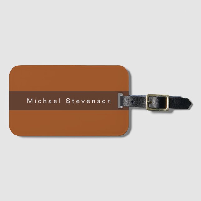 Trendy Modern Professional Brown Luggage Tag (Front Horizontal)