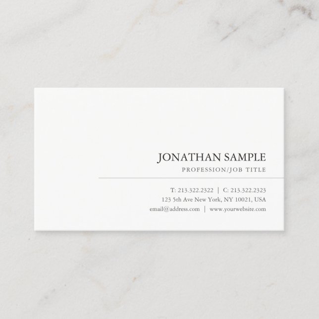 Trendy Modern Professional Elegant Clean Template Business Card (Front)