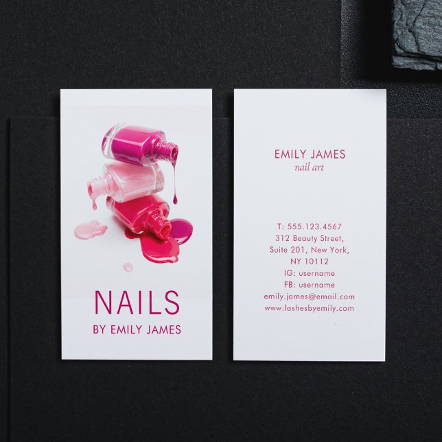 Trendy Modern Professional Nail Art Spa Salon Business Card (Creator Uploaded)