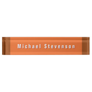Trendy Modern Professional Orange Brown Nameplate
