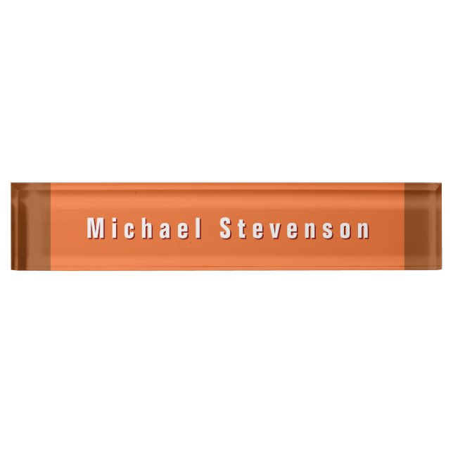 Trendy Modern Professional Orange Brown Nameplate (Front)