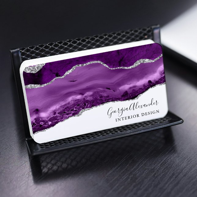 Trendy Modern Purple Agate Preofessional Design Business Card (Creator Uploaded)