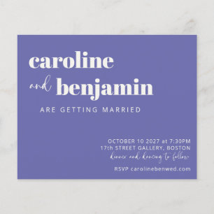 Trendy Modern Purple Budget Wedding Invitation