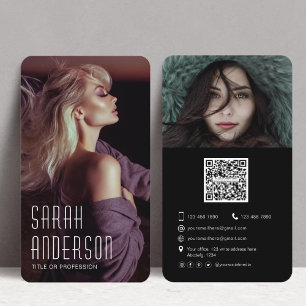 Trendy Modern QR code photo Business Card