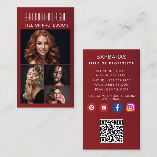 Trendy Modern QR code photo Business Card (Front/Back)