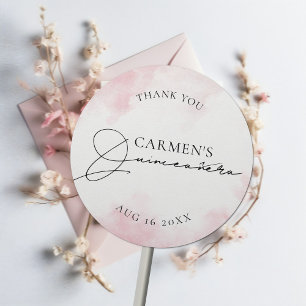 Trendy Modern Quinceanera Birthday Classic Round Sticker