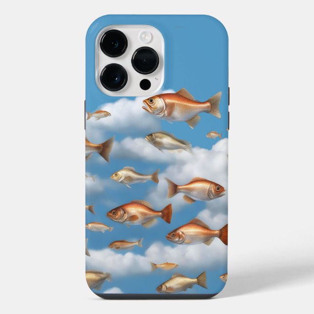 Trendy Modern Raining Fish iPhone Case (Back)