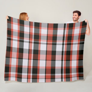 Trendy Modern Red Black and white Plaid Fleece Blanket