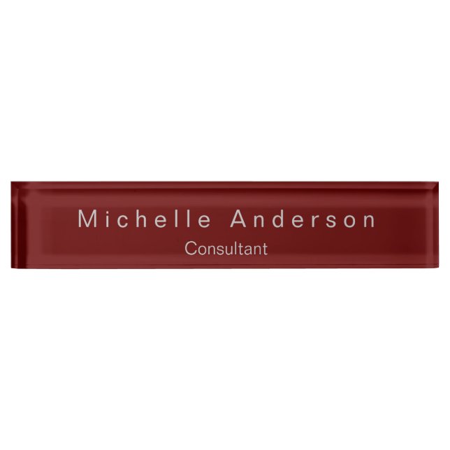 Trendy Modern Red Consultant Desk Nameplate (Front)