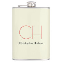 Trendy Modern Red Monogram Beige