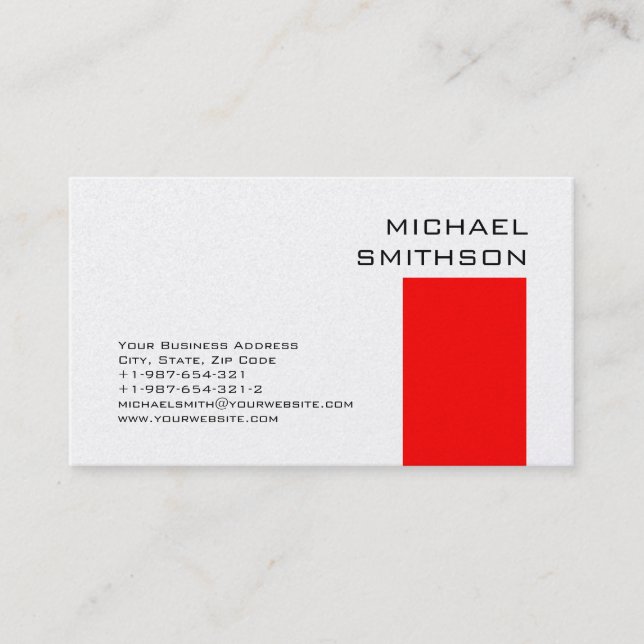Trendy Modern Red Stripe Business Card (Front)