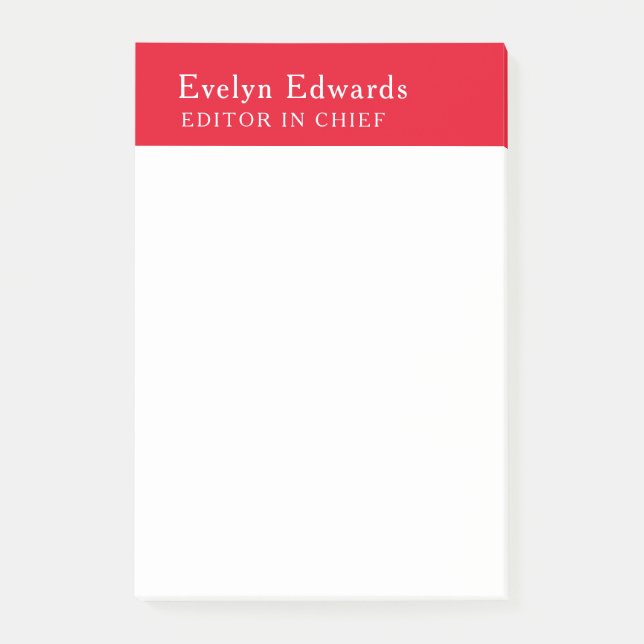 Trendy Modern Red White Minimalist Plain Post-it Notes (Front)