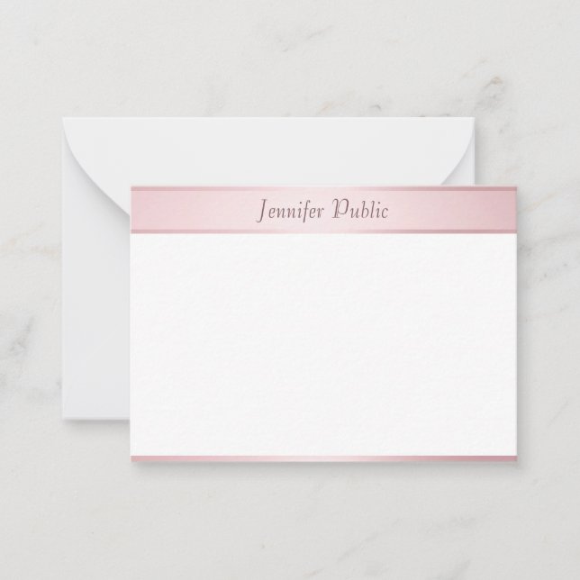 Trendy Modern Rose Gold Hand Script Elegant Card (Front)