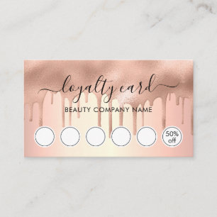 Trendy Modern Rose Gold Shimmer Drips Loyalty Card