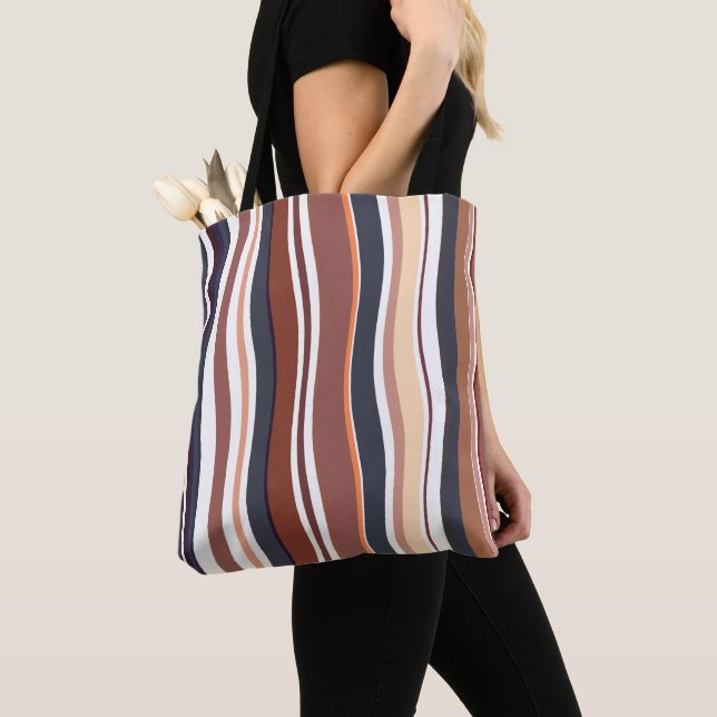 Trendy Modern rustic Stripes Tote Bag (Close Up)