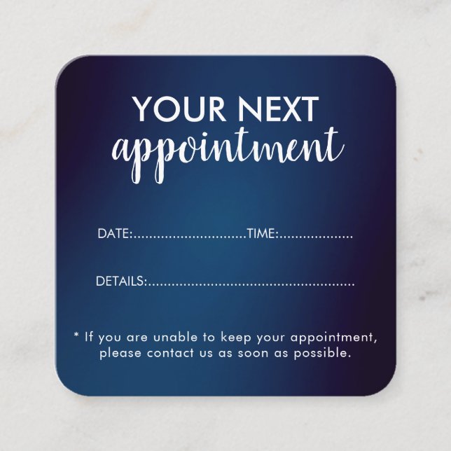 Trendy Modern Salon Appointment Reminder Card (Front)