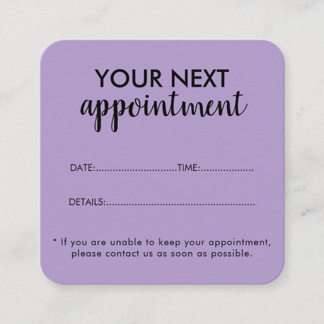 Trendy Modern Salon Appointment Reminder Card (Front)