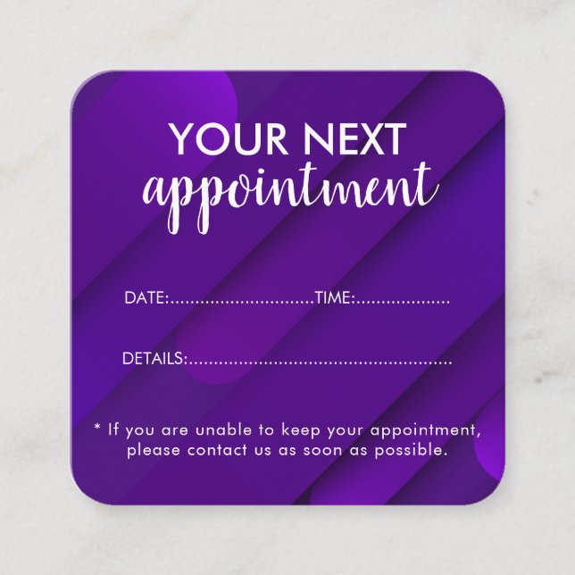 Trendy Modern Salon Appointment Reminder Card (Front)