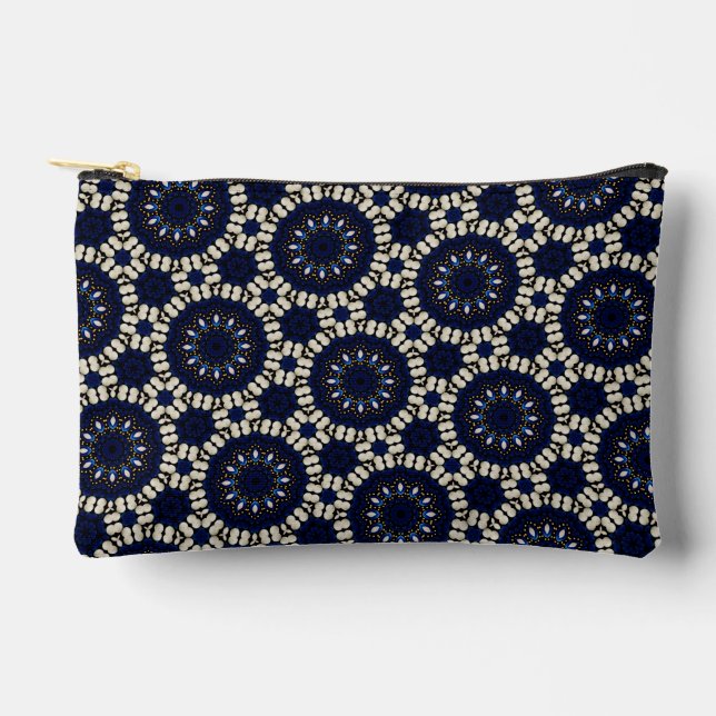 Trendy Modern Sapphire & Pearls Abstract Dot Art  Accessory Pouch (Front)