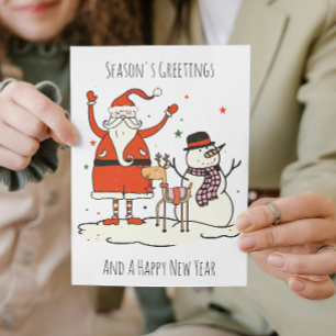 Trendy Modern Script Groovy New Year Christmas Holiday Card