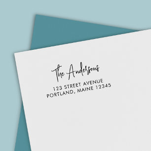 Trendy Modern Script Last Name Return Address Self-inking Stamp