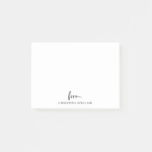 Trendy Modern Script Minimalist Personalised Post-it Notes