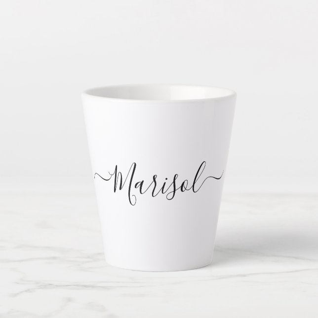 Trendy Modern Script Typography Name Latte Mug (Front)
