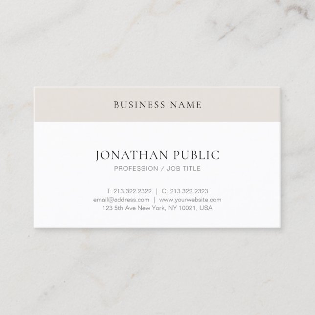 Trendy Modern Simple Elegant Professional Template Business Card (Front)