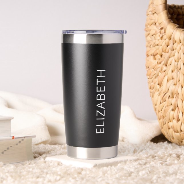 Trendy Modern Simple Minimalist Name Black Coffee Insulated Tumbler (Living Room)