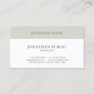 Trendy Modern Simple Plain Beige Green White Business Card