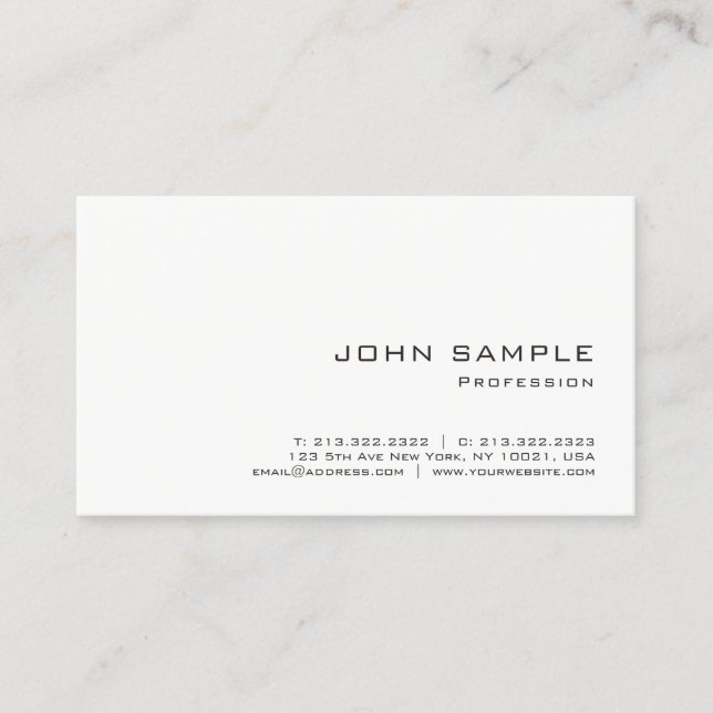 Trendy Modern Simple Professional Elegant Template Business Card (Front)