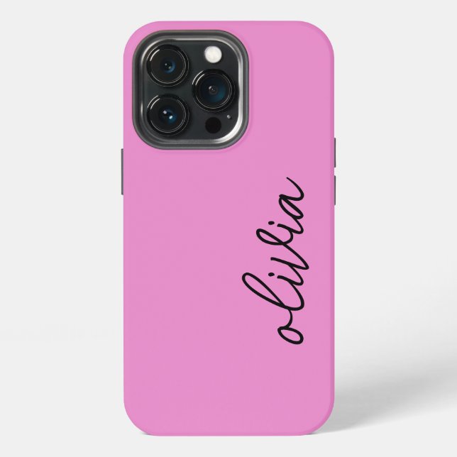 Trendy Modern Simple Purple Orchid Script Style iPhone Case (Back)