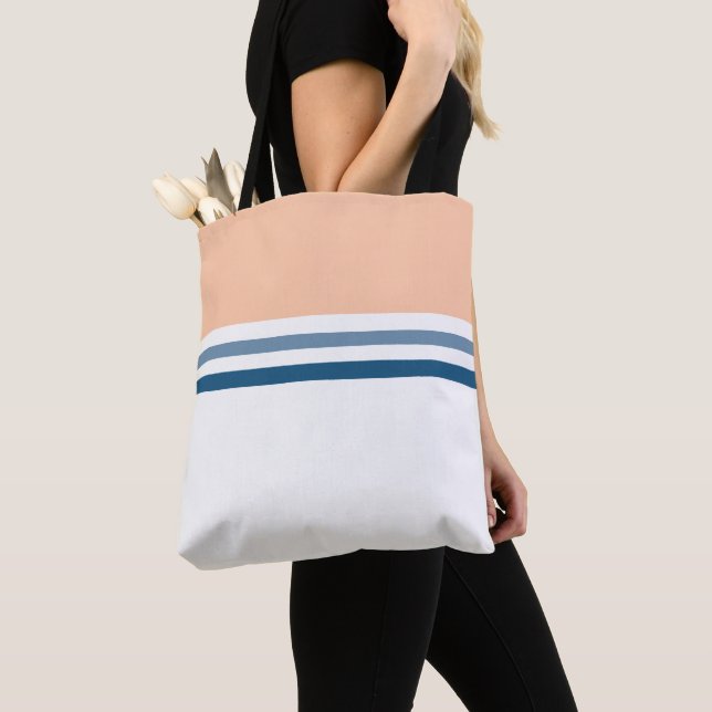 Trendy Modern simple retro Stripes striped Tote Bag (Close Up)