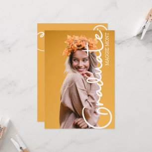 Trendy Modern Simple Script Photo Graduation Invit Invitation