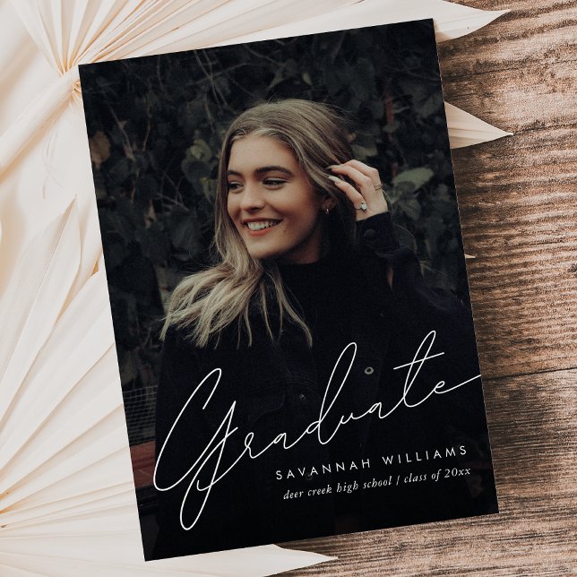 Trendy Modern Simple Script Two Photo Graduation   Announcement (Creator Uploaded)