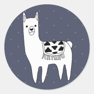Trendy Modern Sketchy Llama Classic Round Sticker