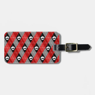 Trendy Modern Skull Argyle Pattern Luggage Tag