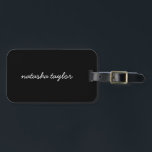 Trendy Modern Solid Black Script Monogram Luggage Tag<br><div class="desc">Get ready for your next vacation or business travel with this Trendy Modern Solid Black Script Monogram Name Luggage Tag. Can be customised with your name of choice on the front and your contact details on the back.</div>