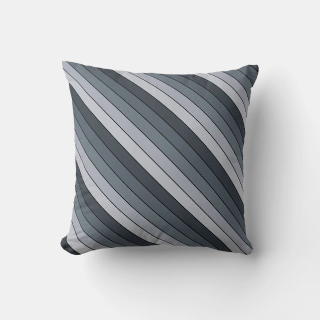 Trendy Modern Space Grey Stripes Cushion (Front)
