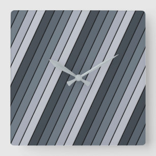 Trendy Modern Space Grey Stripes Square Wall Clock