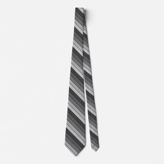 Trendy Modern Space Grey Stripes Tie (Front)