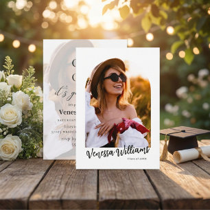Trendy modern stylish casual photo graduation invitation