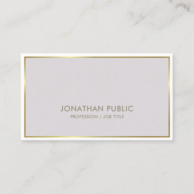 Trendy Modern Stylish Colour Gold Plain Luxury Business Card (Front)