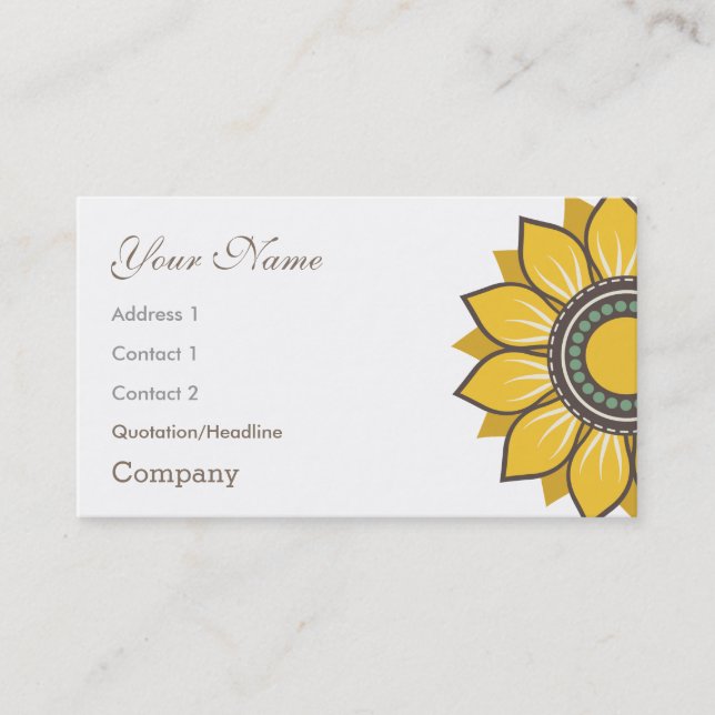 Trendy Modern Sunflower Floral Design Business Card (Front)