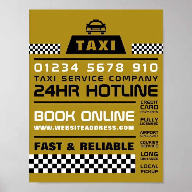 Trendy & Modern, Taxi Cab Firm Advertising Poster (Front)